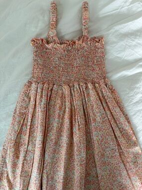 Girls Pink Floral Smocked Sundress